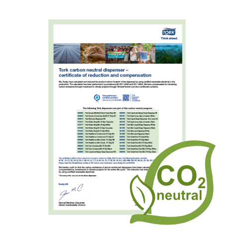 Vorschaubild TORK CO2 Zertifikat